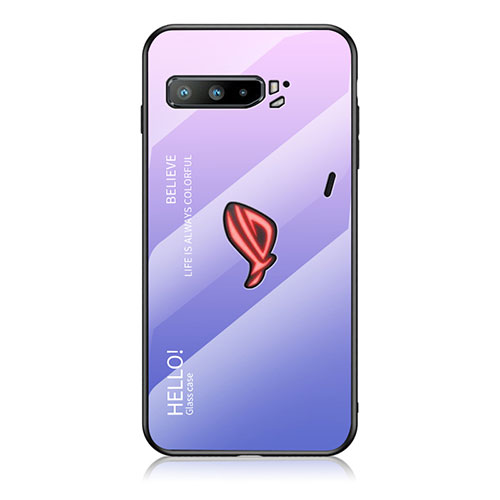 Silicone Frame Mirror Rainbow Gradient Case Cover LS1 for Asus ROG Phone 3 Strix ZS661KS Clove Purple