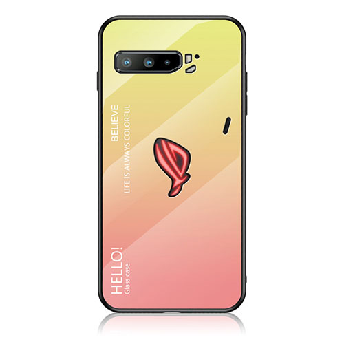 Silicone Frame Mirror Rainbow Gradient Case Cover LS1 for Asus ROG Phone 3 Strix ZS661KS Yellow