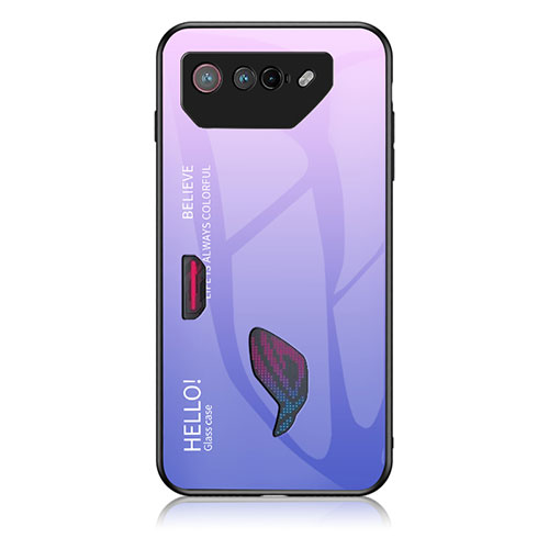 Silicone Frame Mirror Rainbow Gradient Case Cover LS1 for Asus ROG Phone 7 Ultimate Clove Purple