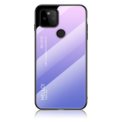 Silicone Frame Mirror Rainbow Gradient Case Cover LS1 for Google Pixel 5a 5G Clove Purple