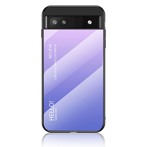 Silicone Frame Mirror Rainbow Gradient Case Cover LS1 for Google Pixel 6a 5G Clove Purple