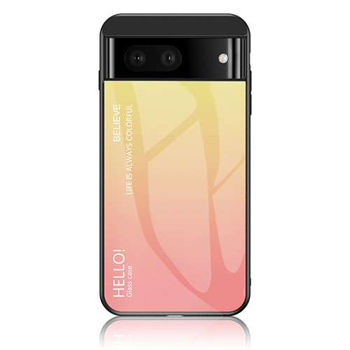 Silicone Frame Mirror Rainbow Gradient Case Cover LS1 for Google Pixel 7 5G Yellow