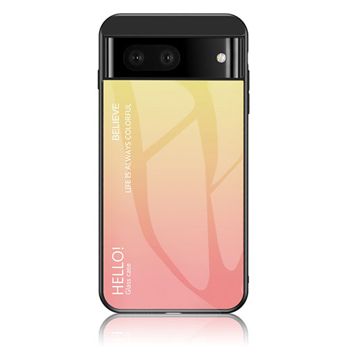 Silicone Frame Mirror Rainbow Gradient Case Cover LS1 for Google Pixel 7a 5G Yellow