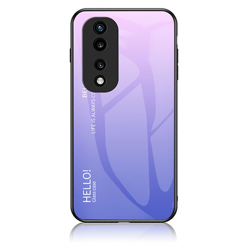 Silicone Frame Mirror Rainbow Gradient Case Cover LS1 for Huawei Honor 70 Pro+ Plus 5G Clove Purple