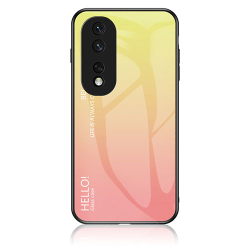 Silicone Frame Mirror Rainbow Gradient Case Cover LS1 for Huawei Honor 80 Pro 5G Yellow