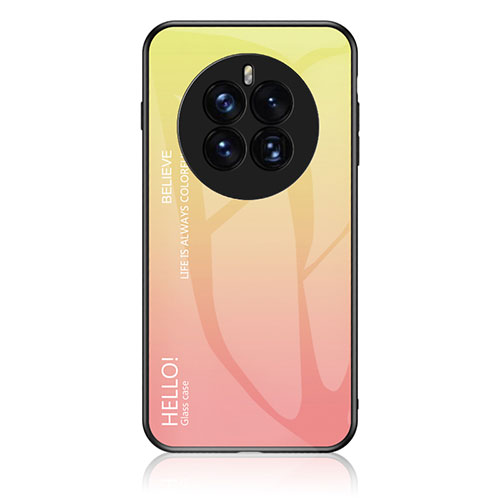 Silicone Frame Mirror Rainbow Gradient Case Cover LS1 for Huawei Mate 50E Yellow