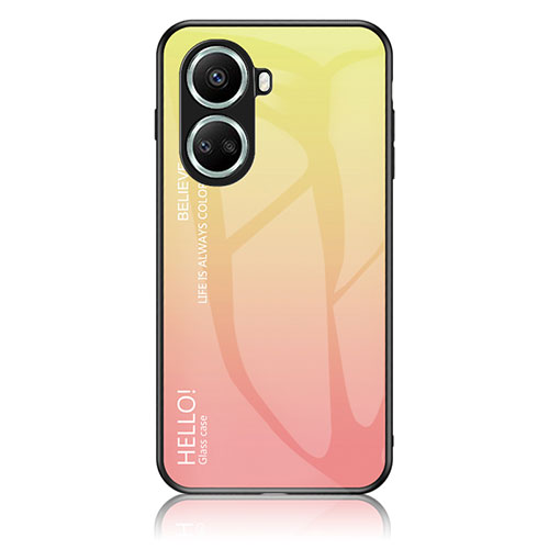 Silicone Frame Mirror Rainbow Gradient Case Cover LS1 for Huawei Nova 10 SE Yellow