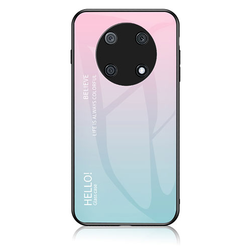 Silicone Frame Mirror Rainbow Gradient Case Cover LS1 for Huawei Nova Y90 Cyan