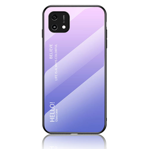 Silicone Frame Mirror Rainbow Gradient Case Cover LS1 for Oppo A16e Clove Purple