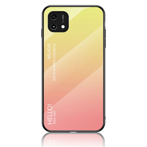 Silicone Frame Mirror Rainbow Gradient Case Cover LS1 for Oppo A16e Yellow
