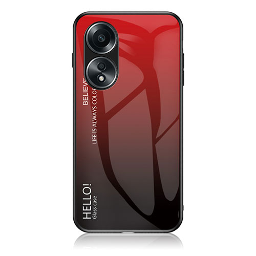 Silicone Frame Mirror Rainbow Gradient Case Cover LS1 for Oppo A18 Red