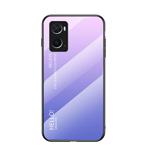 Silicone Frame Mirror Rainbow Gradient Case Cover LS1 for Oppo A36 Clove Purple