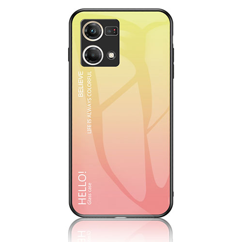 Silicone Frame Mirror Rainbow Gradient Case Cover LS1 for Oppo F21s Pro 4G Yellow