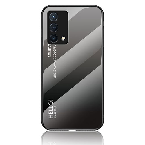 Silicone Frame Mirror Rainbow Gradient Case Cover LS1 for Oppo K9 5G Dark Gray