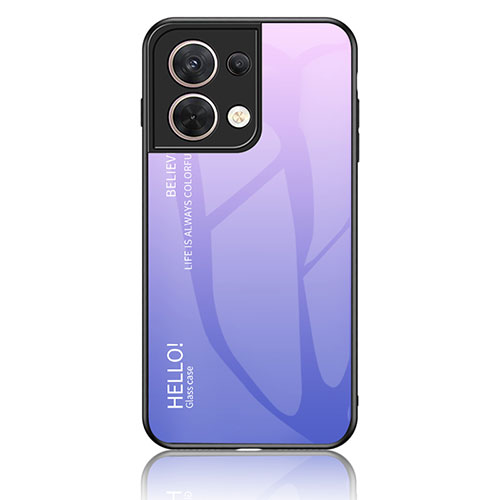 Silicone Frame Mirror Rainbow Gradient Case Cover LS1 for Oppo Reno9 5G Clove Purple