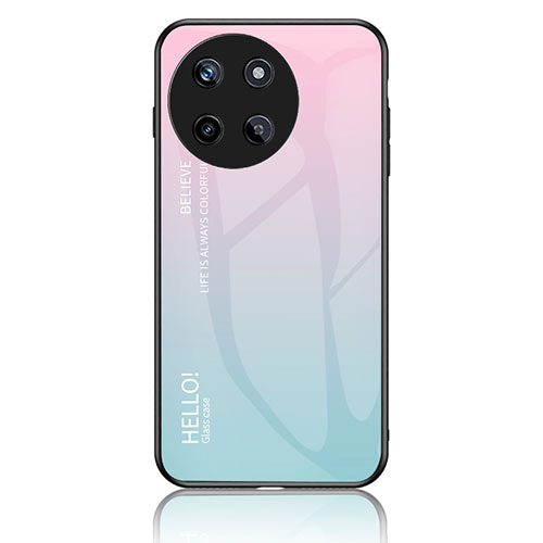 Silicone Frame Mirror Rainbow Gradient Case Cover LS1 for Realme 11 4G Cyan