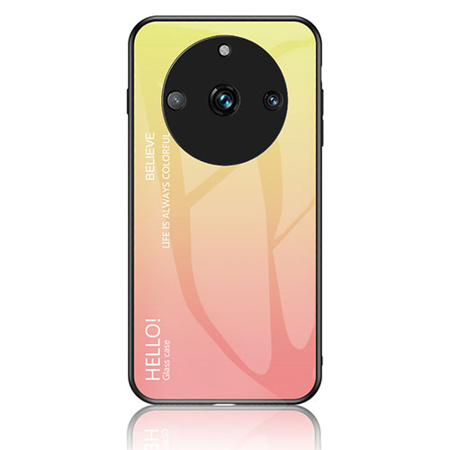 Silicone Frame Mirror Rainbow Gradient Case Cover LS1 for Realme 11 Pro 5G Yellow