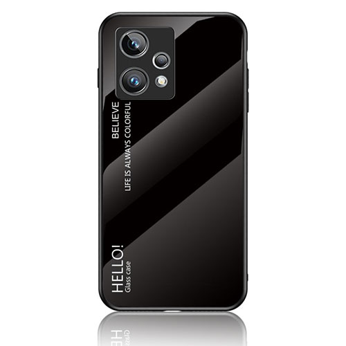 Silicone Frame Mirror Rainbow Gradient Case Cover LS1 for Realme 9 Pro+ Plus 5G Black