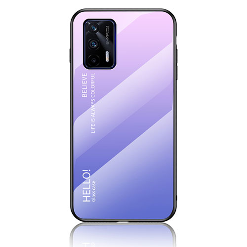 Silicone Frame Mirror Rainbow Gradient Case Cover LS1 for Realme GT Neo 2T 5G Clove Purple