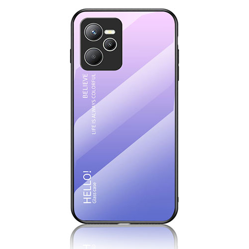 Silicone Frame Mirror Rainbow Gradient Case Cover LS1 for Realme Narzo 50A Prime Clove Purple