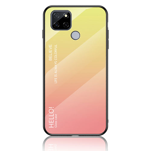 Silicone Frame Mirror Rainbow Gradient Case Cover LS1 for Realme V3 5G Yellow