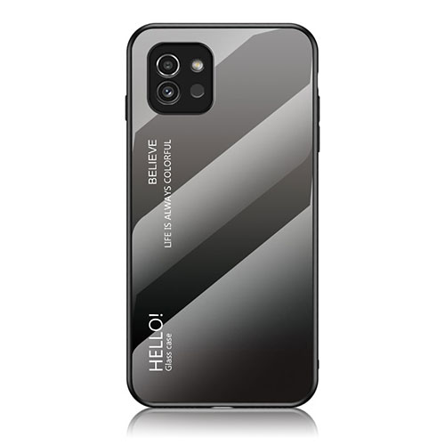 Silicone Frame Mirror Rainbow Gradient Case Cover LS1 for Samsung Galaxy A03 Dark Gray
