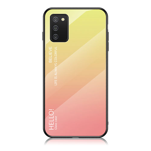 Silicone Frame Mirror Rainbow Gradient Case Cover LS1 for Samsung Galaxy A03s Yellow