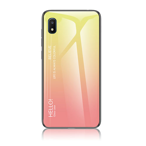 Silicone Frame Mirror Rainbow Gradient Case Cover LS1 for Samsung Galaxy A10e Yellow