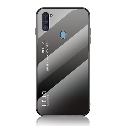 Silicone Frame Mirror Rainbow Gradient Case Cover LS1 for Samsung Galaxy A11 Dark Gray
