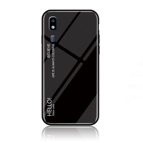 Silicone Frame Mirror Rainbow Gradient Case Cover LS1 for Samsung Galaxy A2 Core A260F A260G Black