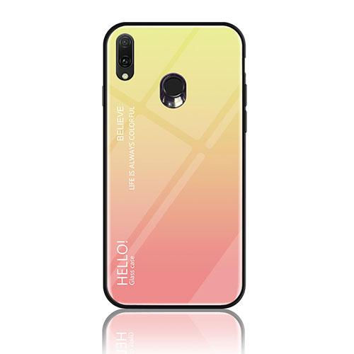 Silicone Frame Mirror Rainbow Gradient Case Cover LS1 for Samsung Galaxy A20e Yellow