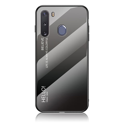 Silicone Frame Mirror Rainbow Gradient Case Cover LS1 for Samsung Galaxy A21 European Dark Gray