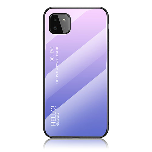 Silicone Frame Mirror Rainbow Gradient Case Cover LS1 for Samsung Galaxy A22 5G Clove Purple