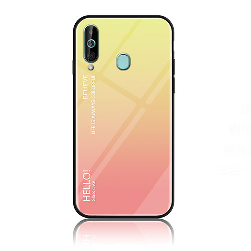 Silicone Frame Mirror Rainbow Gradient Case Cover LS1 for Samsung Galaxy A60 Yellow
