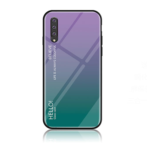 Silicone Frame Mirror Rainbow Gradient Case Cover LS1 for Samsung Galaxy A70 Mixed