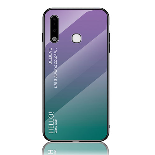 Silicone Frame Mirror Rainbow Gradient Case Cover LS1 for Samsung Galaxy A70E Mixed