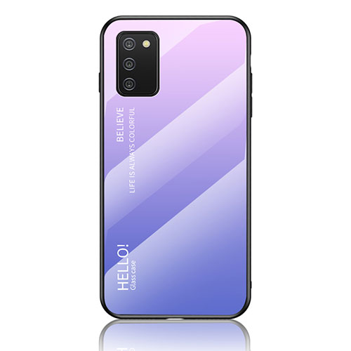 Silicone Frame Mirror Rainbow Gradient Case Cover LS1 for Samsung Galaxy F02S SM-E025F Clove Purple