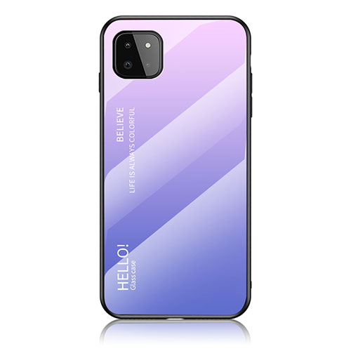 Silicone Frame Mirror Rainbow Gradient Case Cover LS1 for Samsung Galaxy F42 5G Clove Purple