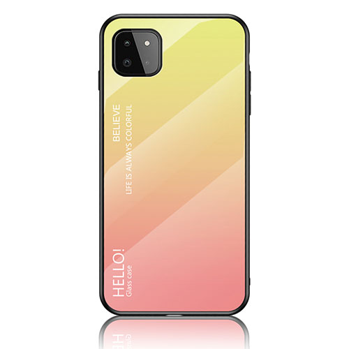 Silicone Frame Mirror Rainbow Gradient Case Cover LS1 for Samsung Galaxy F42 5G Yellow