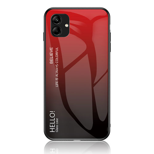 Silicone Frame Mirror Rainbow Gradient Case Cover LS1 for Samsung Galaxy M04 Red