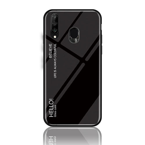 Silicone Frame Mirror Rainbow Gradient Case Cover LS1 for Samsung Galaxy M30 Black