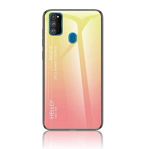 Silicone Frame Mirror Rainbow Gradient Case Cover LS1 for Samsung Galaxy M30s Yellow