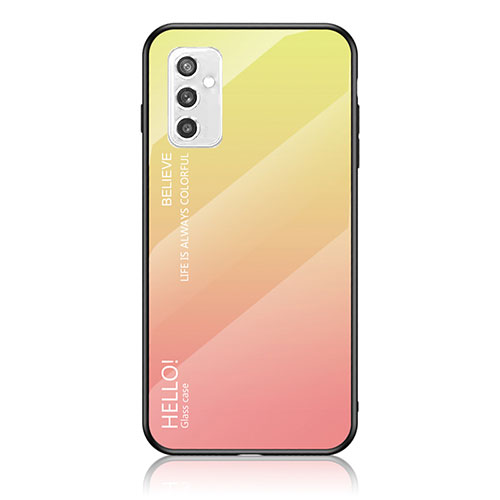 Silicone Frame Mirror Rainbow Gradient Case Cover LS1 for Samsung Galaxy M52 5G Yellow