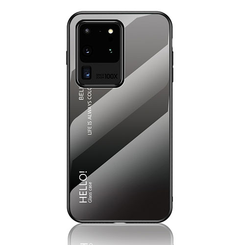 Silicone Frame Mirror Rainbow Gradient Case Cover LS1 for Samsung Galaxy S20 Ultra Dark Gray