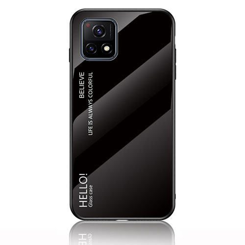 Silicone Frame Mirror Rainbow Gradient Case Cover LS1 for Vivo iQOO U3 5G Black