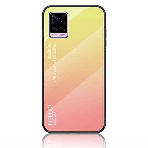 Silicone Frame Mirror Rainbow Gradient Case Cover LS1 for Vivo V20 (2021) Yellow