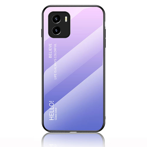 Silicone Frame Mirror Rainbow Gradient Case Cover LS1 for Vivo Y10 Clove Purple