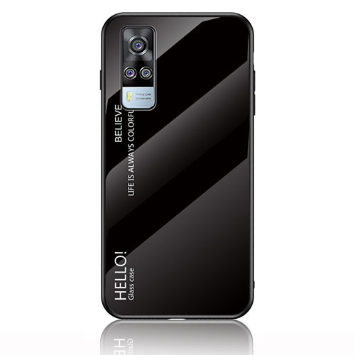 Silicone Frame Mirror Rainbow Gradient Case Cover LS1 for Vivo Y31 (2021) Black