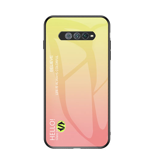 Silicone Frame Mirror Rainbow Gradient Case Cover LS1 for Xiaomi Black Shark 4S 5G Yellow