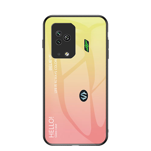 Silicone Frame Mirror Rainbow Gradient Case Cover LS1 for Xiaomi Black Shark 5 Pro 5G Yellow